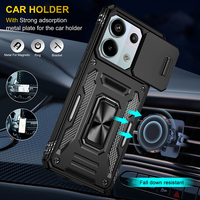 Funda Protectora para Teléfono con Anillo y Soporte, Diseño de Armadura, a Prueba de Golpes, con Protección Total de la Cámara, para Redmi Note 13 Pro 5G