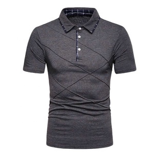 Camisa de Hombre Azul Oscuro Personalizada, Manga Corta, Tejida en Algodón, con Cuello, Rayas, Impresión Digital, Casual, de Negocios, OEM, Transpirable - Product Image 1