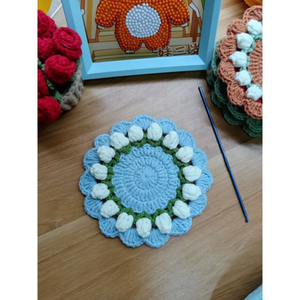 Manta de Flores de Rosa Tejida a Crochet Hecha a Mano, Posavasos de Lana Suave Reutilizable, Regalo para el Día de la Madre en Vietnam - Product Image 5