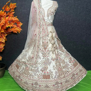 Diseñador Balgory Silk Lehenga Choli Heavy Jarakan Work 12 Kali Flare Multi Color Doble Dupatta Rajwadi Colección nupcial - Product Image 1