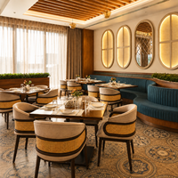 Ensemble de table et chaises de salle à manger modernes en rotin, avec banquette rembourrée, pour restaurants commerciaux et restauration rapide - Vente en gros
