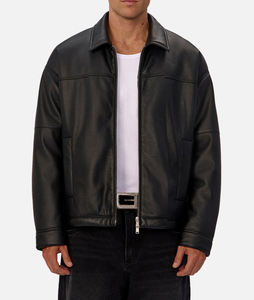 Veste en cuir élégante et confortable à col montant, coupe décontractée, respirante, pour hommes, meilleure qualité, coupe moderne, coupe-vent, veste pour hommes - Product Image 1