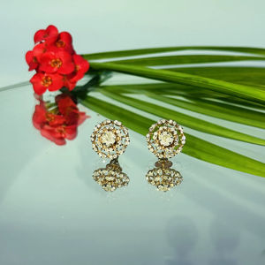 Lujo 14K Oro Rosa HER00153 Pendientes de diamantes Natural H I Corte brillante redondo SI3 I1 Colección de proveedores al por mayor - Product Image 1