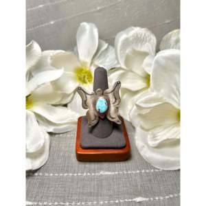 Bague ajustable en turquoise Golden Hill et argent sterling, fabriquée à la main par des artisans Navajo, bijoux culturels de collection - Product Image 1