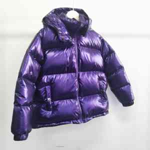 High Quality Shiny Purple Puffer <b>Jacket</b> Detachable Button Hat <b>Men's</b> Zip-up Coats Winter Plain Dyed Breathable Hooded <b>Smart</b> - Product Image 2