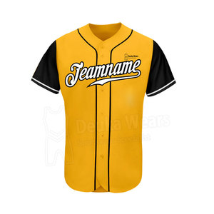 Maillots de baseball à boutons complets sublimés imprimés sur mesure 100% tissu en maille de polyester numéro de nom personnalisé respirant à séchage rapide - Product Image 2