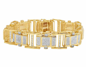 Premium Custom Square Link Bracelet 10K Yellow Gold Lab Grown Diamond Iced Out Jewelry para hombres - Product Image 1