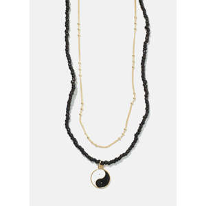 Collier à perles Yin Yang à deux couches, alliage de laiton plaqué or, chaîne à maillons, tendance, religieux, orthodoxe, cadeau parfait, perles en forme de chiffres - Product Image 4