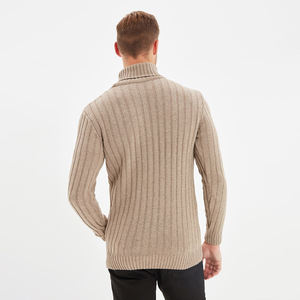 Suéter transpirable Venta caliente Colores lisos Suéteres de moda Cuello de pie Manga larga Suéter de punto para hombres - Product Image 2