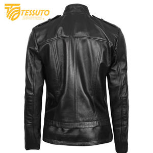 Chaqueta de Cuero Genuino para Mujer, Estilo Racing, Transpirable, de Alta Calidad, MOQ Bajo, Elegante, para Invierno - Product Image 5