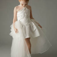 Nancy Robe de mariage sans manches pour filles Tissu taffetas perlé à la main Paillettes scintillantes Conception dos nu Fourniture ODM pour enfants