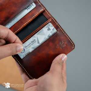 งานฝีมือหนัง WF หมายเลข กระเป๋าใส่บัตรเครดิต 85 Slim Ever ทำมือจากหนังแท้ฟอกฝาดแบบเต็มแผ่น - Product Image 6