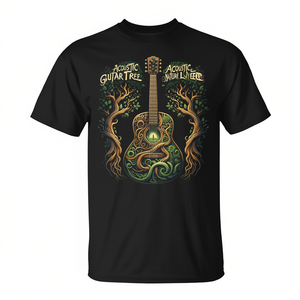 T-shirt Acoustic Guitar Tree per amanti della natura, unisex, per adulti, a maniche corte, girocollo, con stampa digitale, promozionale - Product Image 2