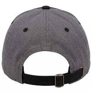 Gorra de Béisbol Personalizada de Seis Paneles con Visera Curva en Negro y Gris, con Parche de Goma y Cierre de Hebilla Metálica Ajustable, OEM ODM - Product Image 3