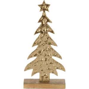 Escultura Moderna Hecha a Mano de Árbol de Navidad de Metal Plateado, Decoración de Mesa con Base de Madera de Mango Natural, Adorno para el Hogar - Product Image 5