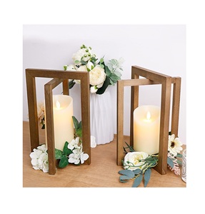Lanterne de mariage pièce maîtresse lanterne bougeoir pour table lot de 2 lanterne rotative en bois centre de mariage décoratif - Product Image 1