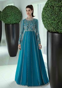 BRODERIE ÉBLOTANTE SUR BELLE COULEUR DE ROBE ROBE AVEC PERLES DE VERRE EN CRISTAL, FIL, PIERRE, PERLES, TRAVAIL DABKA POUR FÊTE @ 2024 - Product Image 2