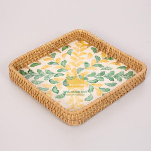 Plateau en rotin coquillage en forme de rectangle de conception de mode de vente chaude pour la décoration de vaisselle prix bon marché et bas quantité minimale de commande - Product Image 4