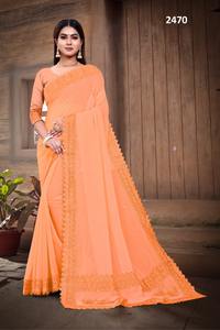 Georgette-fiesta de boda moderna para mujer, fiesta de boda, gran florecimiento, trabajo de piedra y parche, calidad de exportación, 2022 - Product Image 2