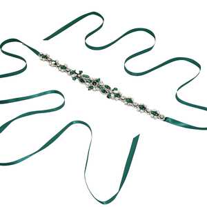 Cinturones de Novia Bridella BS167KL con Pedrería Esmeralda, Ajuste Cómodo, para Bodas, Bailes de Graduación y Eventos Formales - Product Image 1