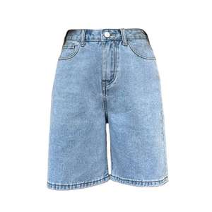 Pantalones cortos de mezclilla de cintura media para hombre de talla grande sólido Casual Slim 100% algodón ecológico transpirable verano - Product Image 1