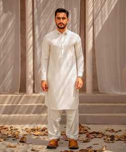 Vêtements afghans en coton pour hommes élégants Pathani Kameez Shalwar Salwar Kameez Vêtements d'extérieur respirants Vêtements pakistanais vierges pour hommes - Product Image 3