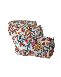Pochette de rangement pour maquillage en coton matelassé réutilisable et écologique avec fermeture à glissière |   Multifonctionnel pour sac - Product Image 2