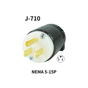 Enchufe Eléctrico de Nailon NEMA 5-15 Compatible con Hubbell J-710, Ahorro de Espacio, para Equipos Industriales, Certificado CUL, Color Negro - Product Image 1