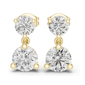 Boucles d'oreilles pendantes ethniques en or 10KT/14KT/18KT (or rose/jaune/blanc) avec diamant de laboratoire Kesari Diam 3 carats taille brillant, sans conflit - Product Image 2
