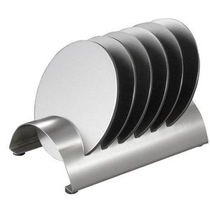 Juego de Posavasos Modernos de Acero Cepillado, Diseño Circular Minimalista, Base Antideslizante para Mesa, Venta al por Mayor - Product Image 3