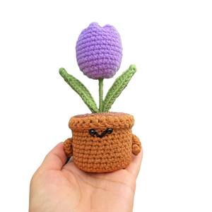 Ornements de plantes en pot tournesol en crochet faits main et personnalisés, en tissu textile, pour le soutien émotionnel, option cadeau en gros - Product Image 5