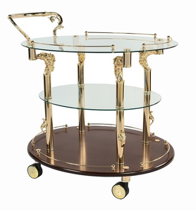 Mesa de muebles de restaurante de Hotel de forma redondeada, cocina de Metal de lujo, comida, té, café, carrito para servir, comedor superior de Metal y vidrio - Product Image 6