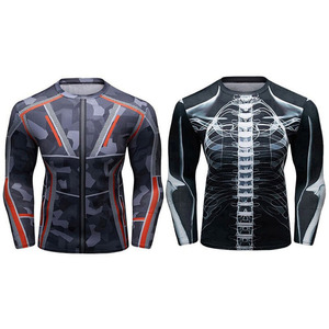 Camisas de compresión personalizadas al por mayor capa base poliéster entrenamiento Rash Guards hombres Fitness camisa para hombre - Product Image 2