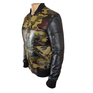 Veste de motard en cuir de vachette originale OEM Best pour hommes imprimé camouflage bombardier d'hiver caractéristiques imperméables chauffantes fermeture éclair grande taille - Product Image 5