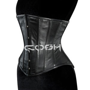 Corset sous-poitrine en cuir noir avec baleines en acier pour le modelage de la taille |   Achetez maintenant - Product Image 3