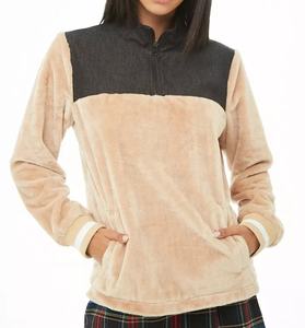 Sudaderas con capucha de mezclilla de empalme de felpa para mujer, servicio OEM de alta calidad, fabricación al por mayor - Product Image 1