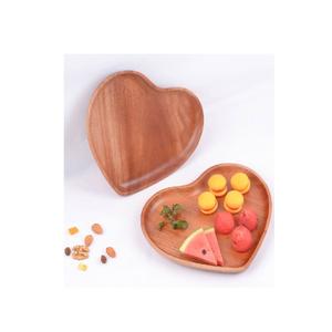 Assiettes en acacia naturel Assiette de service en bois de taille ronde et durable pour la couleur naturelle mini en forme de coeur - Product Image 1