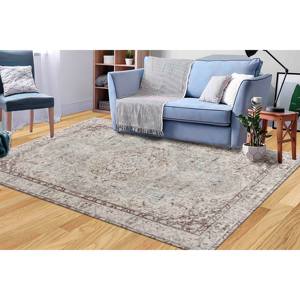 พรมสไตล์วินเทจสีเบจแบบอูชัก: ดีไซน์ตุรกีกันลื่น พรมบางแบบไม่ทอ - Product Image 3