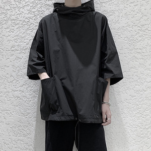 Men's Casual Jacket Sweatshirt <b>Hoodie</b> With Pocket <b>Thin</b> Short Sleeve - Product Image 1