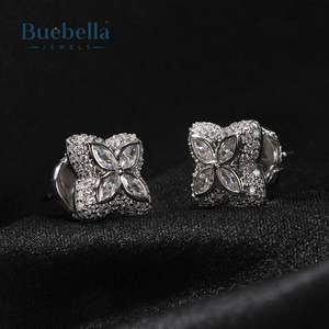 Gran oferta de pendientes de tuerca de trébol de cuatro hojas de plata de ley 925 para hombre, Joyería de diamantes de estilo Hip Hop - Product Image 2