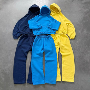 Conjunto de Sudadera con Capucha Extra Grande de Algodón y Pantalones Deportivos de Felpa, Tejido Grueso, Unisex, para Otoño e Invierno, Cómodo - Product Image 1