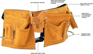 เข็มขัดเครื่องมือหนัง11กระเป๋า, หัวเข็มขัดปลดเร็วกระเป๋าก่อสร้างช่างไม้ - Product Image 4