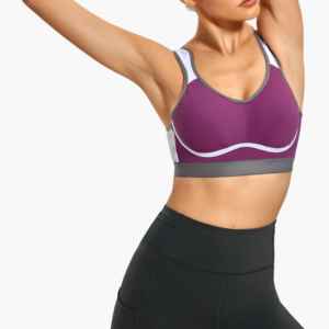 Custom Women Colorblock High Support Padded Sports Bra Wholesale Breathable Yoga Fitness Running Gym Workout Activewear Bra <b>Top</b> - Product Image 3
