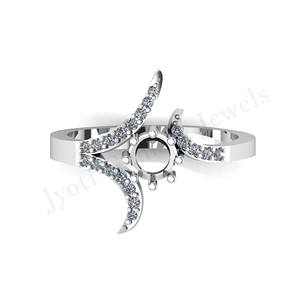 925แท้สีเงินสเตอร์ลิงดีไซน์ไม่ซ้ำใครแหวน CZ ตั้งค่าง่าม5มม. สำหรับผู้หญิงขายส่งเครื่องประดับงานแต่งงานตามสั่ง - Product Image 2