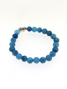 Vente en gros de pierres précieuses exclusives en argent sterling 925 massif avec perles en cristal d'apatite bleue de 8mm, cadeau classique réglable fabriqué à la main - Product Image 3