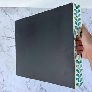 Serving Tray with Mother of Pearl Inlay with <b>Light</b> Blue Spiral <b>Leaf</b> Pattern, Coffee Tray with Handle, Ideal Gifts for Her - Product Image 2