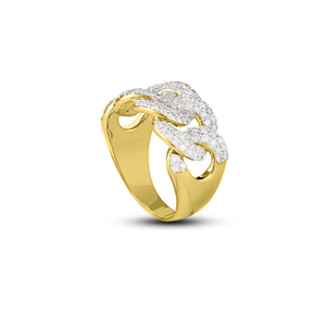 Anillo de compromiso de cadena de eslabones cubanos de diamante natural, joyería personalizada de Hip Hop, superventas, oro Real de 14K - Product Image 3