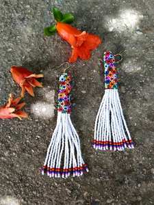 Pendientes de cuentas bohemios con diseño turquesa y cuentas de vidrio con flecos en cascada y regalo de joyería único de MS Handicraft - Product Image 4