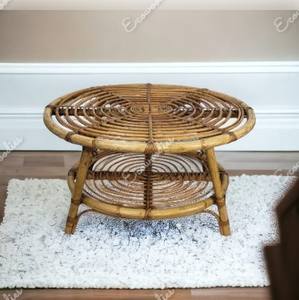 Moderno al aire libre Natural nuevo modelo ovalado redondo 2 Tyer mesa auxiliar Natural mimbre mesa de mimbre para sala de estar Mesa hecha a mano - Product Image 5