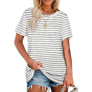 Camiseta básica de algodón con textura suave y comodidad diaria transpirable Camiseta de estilo de tendencia con cuello redondo simple - Product Image 1